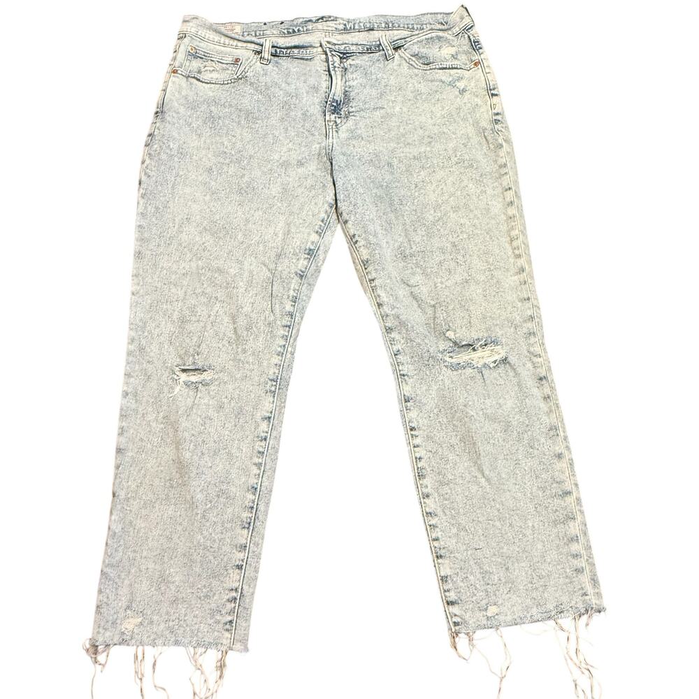 Gap Womean acid wash girlfriend mid rise distressed jeans 33/16S